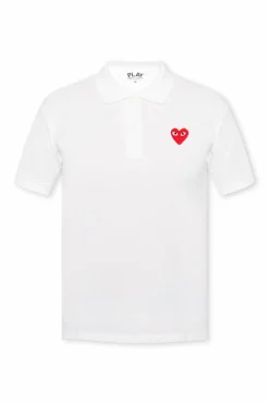 Comme des Garçons Play BIAŁY Polo z naszywką w kształcie logo