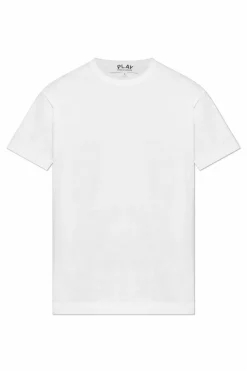 Comme des Garçons Play BIAŁY T-shirt z naszywką w kształcie logo