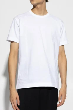 Comme des Garçons Play BIAŁY T-shirt z naszywką w kształcie logo