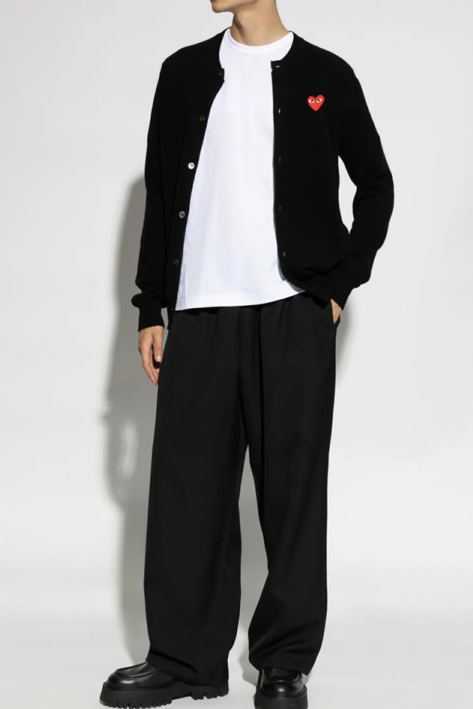 Comme des Garçons Play CZARNY Kardigan zapinany na guziki