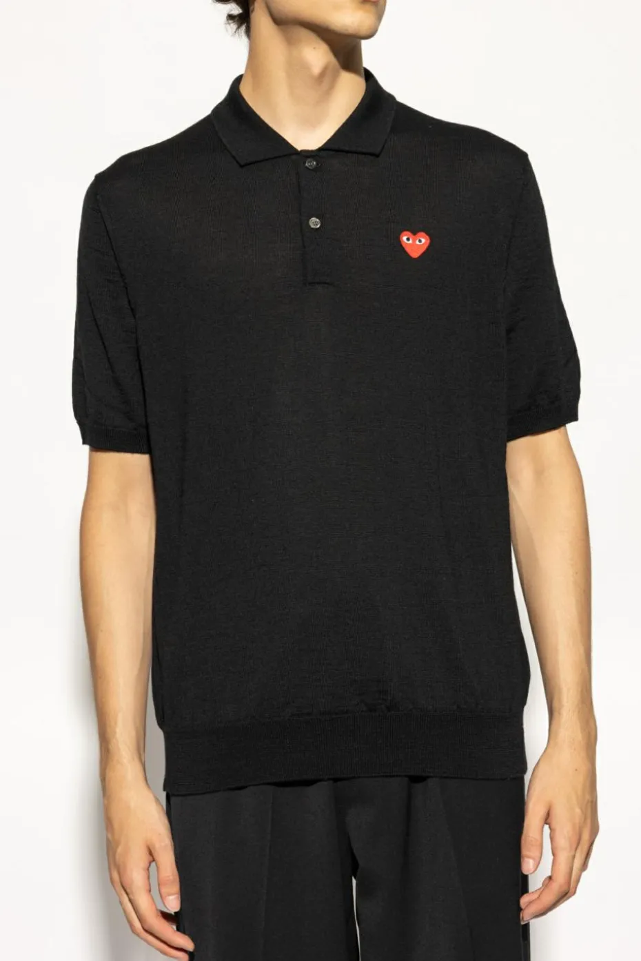Comme des Garçons Play CZARNY Wełniane polo