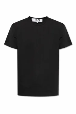 Comme des Garçons Play CZARNY T-shirt z naszywką w kształcie logo