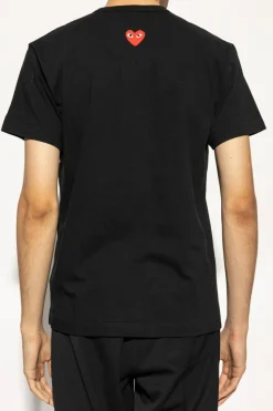 Comme des Garçons Play CZARNY T-shirt z naszywką w kształcie logo