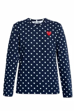 Comme des Garçons Play GRANATOWY Top ze wzorem w grochy