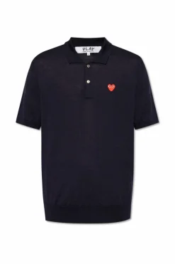 Comme des Garçons Play GRANATOWY Wełniane polo