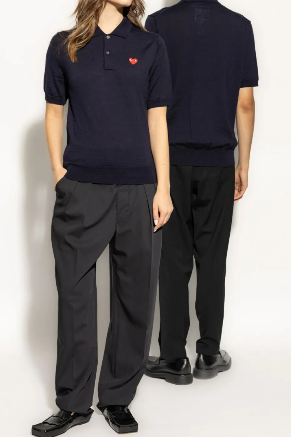 Comme des Garçons Play GRANATOWY Wełniane polo