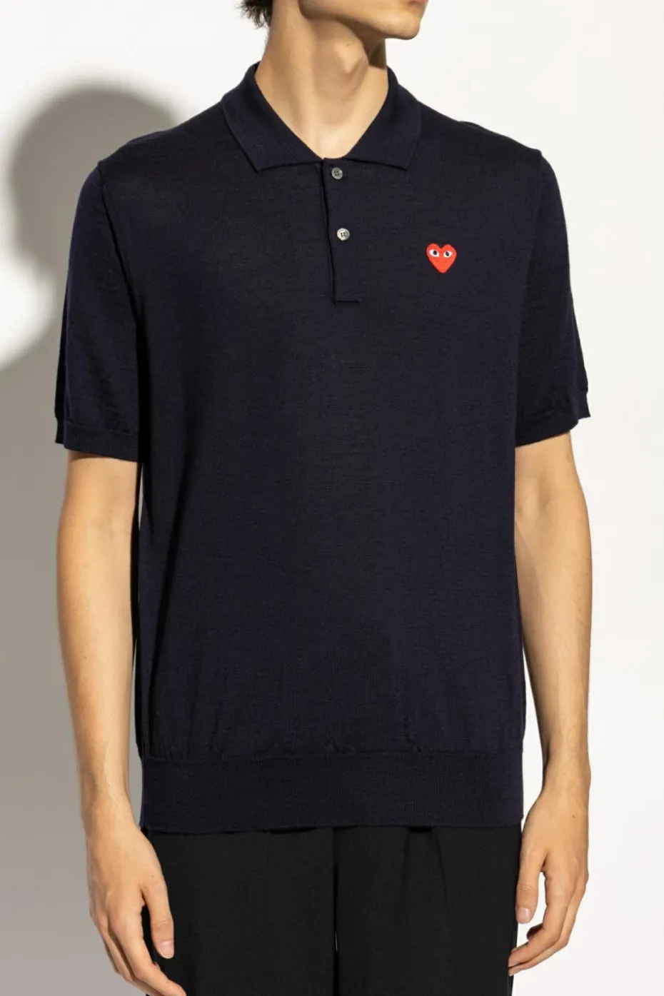 Comme des Garçons Play GRANATOWY Wełniane polo