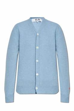 Comme des Garçons Play jasnoniebieski Kardigan z naszywką z logo