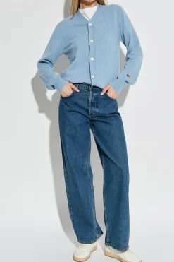 Comme des Garçons Play jasnoniebieski Kardigan z naszywką z logo