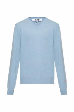 Comme des Garçons Play jasnoniebieski Sweter z dekoltem w serek