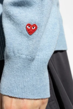 Comme des Garçons Play jasnoniebieski Sweter z dekoltem w serek