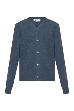 Comme des Garçons Play NIEBIESKI Kardigan z naszywką z logo