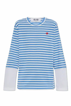 Comme des Garçons Play NIEBIESKI T-shirt z długimi rękawami