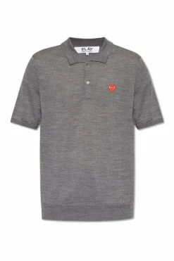 Comme des Garçons Play SZARY Wełniane polo