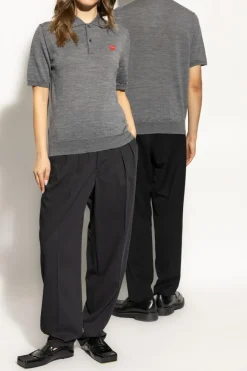 Comme des Garçons Play SZARY Wełniane polo