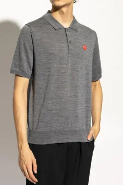 Comme des Garçons Play SZARY Wełniane polo