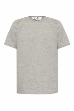 Comme des Garçons Play SZARY T-shirt z naszywką w kształcie logo