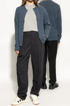 Comme des Garçons Play SZARY T-shirt z naszywką w kształcie logo