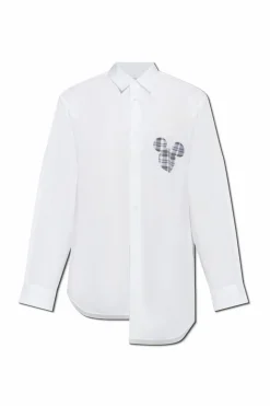 Comme des Garçons Shirt BIAŁY Bawełniana koszula z nadrukiem