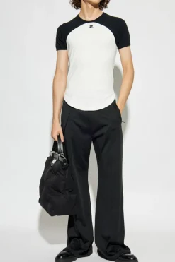 Courrèges BIAŁY T-shirt z logo