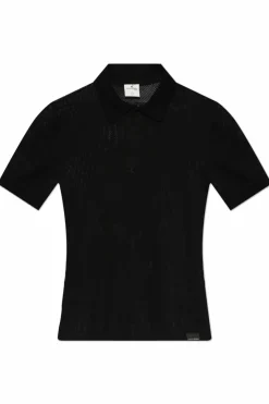Courrèges CZARNY Ażurowe polo