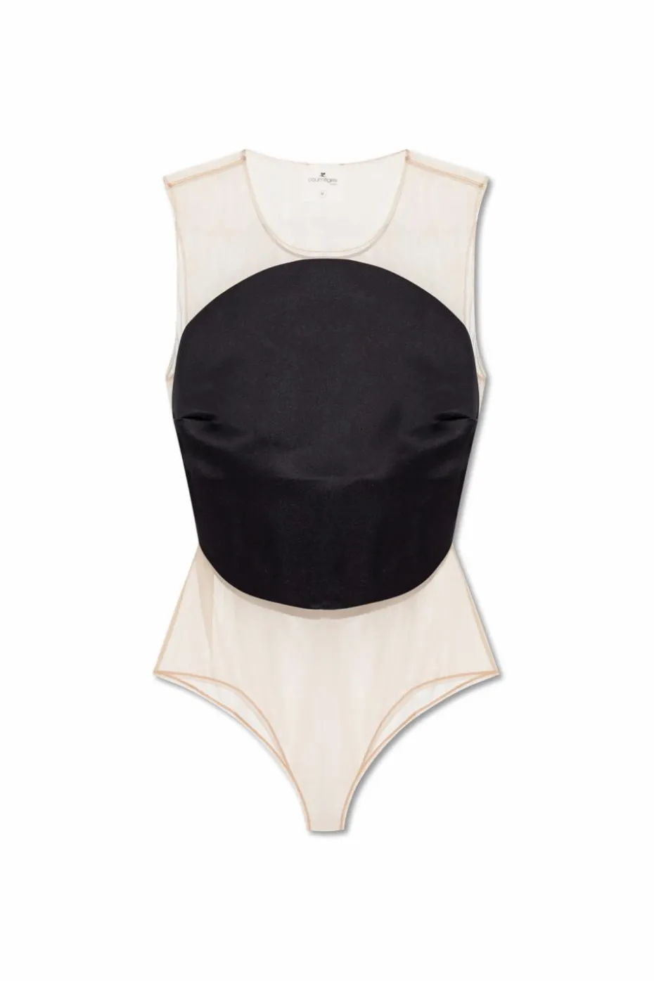 Courrèges CZARNY Body z naszyciem