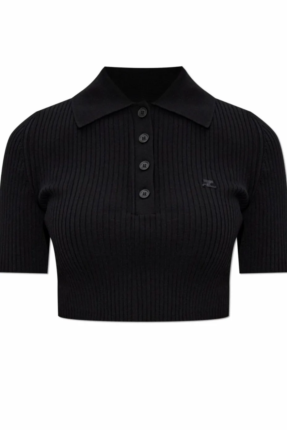 Courrèges CZARNY Krótki top z wyszytym logo