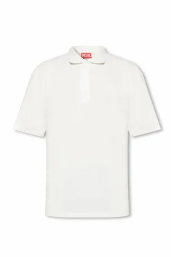 Diesel BIAŁY Polo z logo ‘T-VORT-MEGOVAL-D’