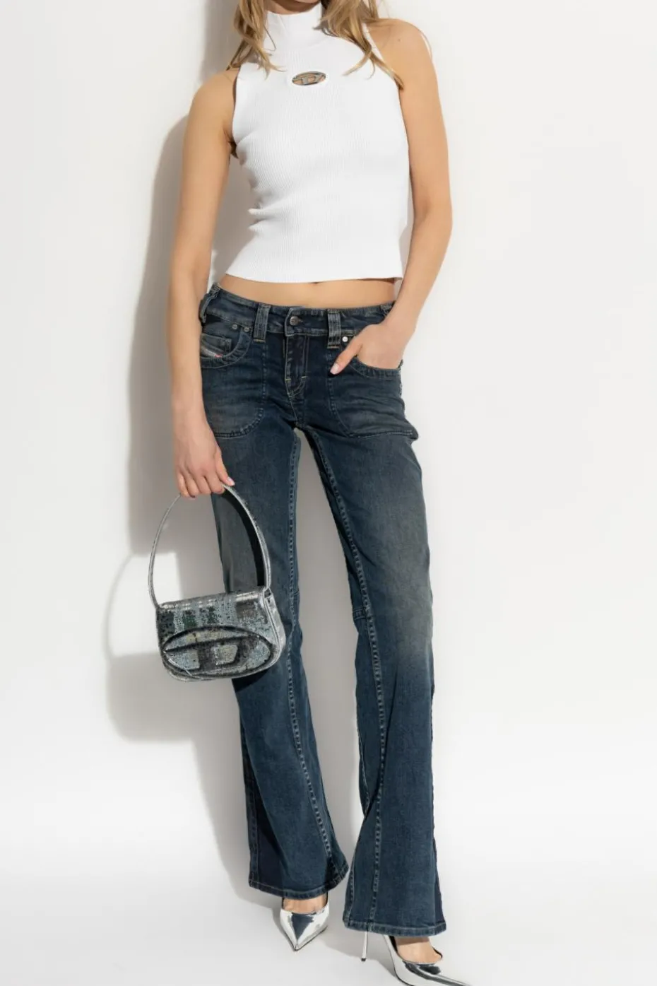 Diesel BIAŁY Top z logo `M-ONERVAX-TOP`