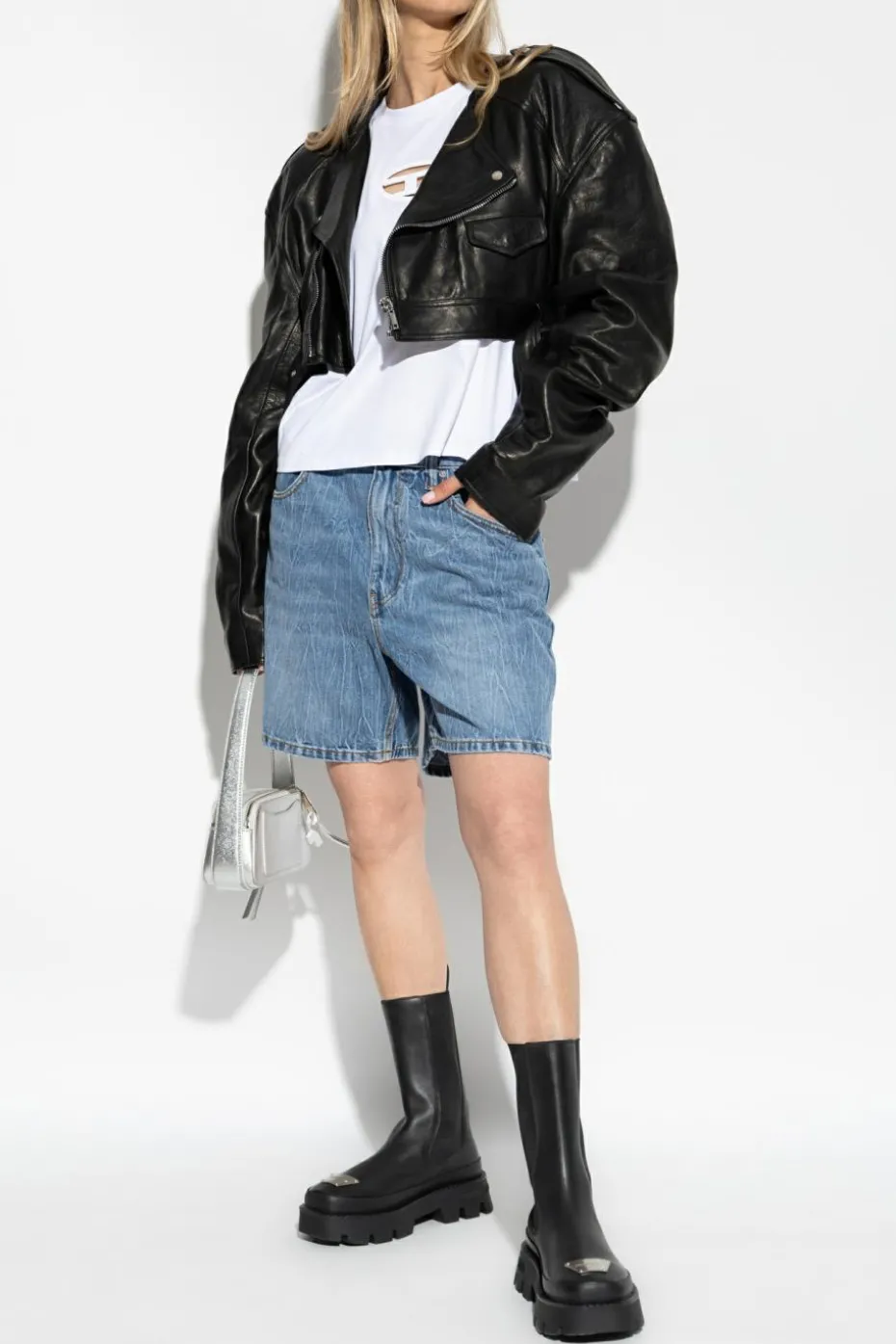 Diesel BIAŁY T-shirt `T-BUXT-CROP-OD`
