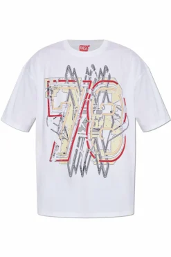 Diesel BIAŁY T-shirt z nadrukiem