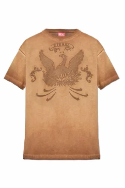 Diesel BRĄZOWY T-shirt `T-NORM-T9`