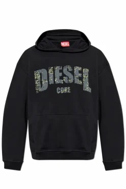 Diesel CZARNY Bluza z nadrukiem `S-BOXT-HOOD-R13`