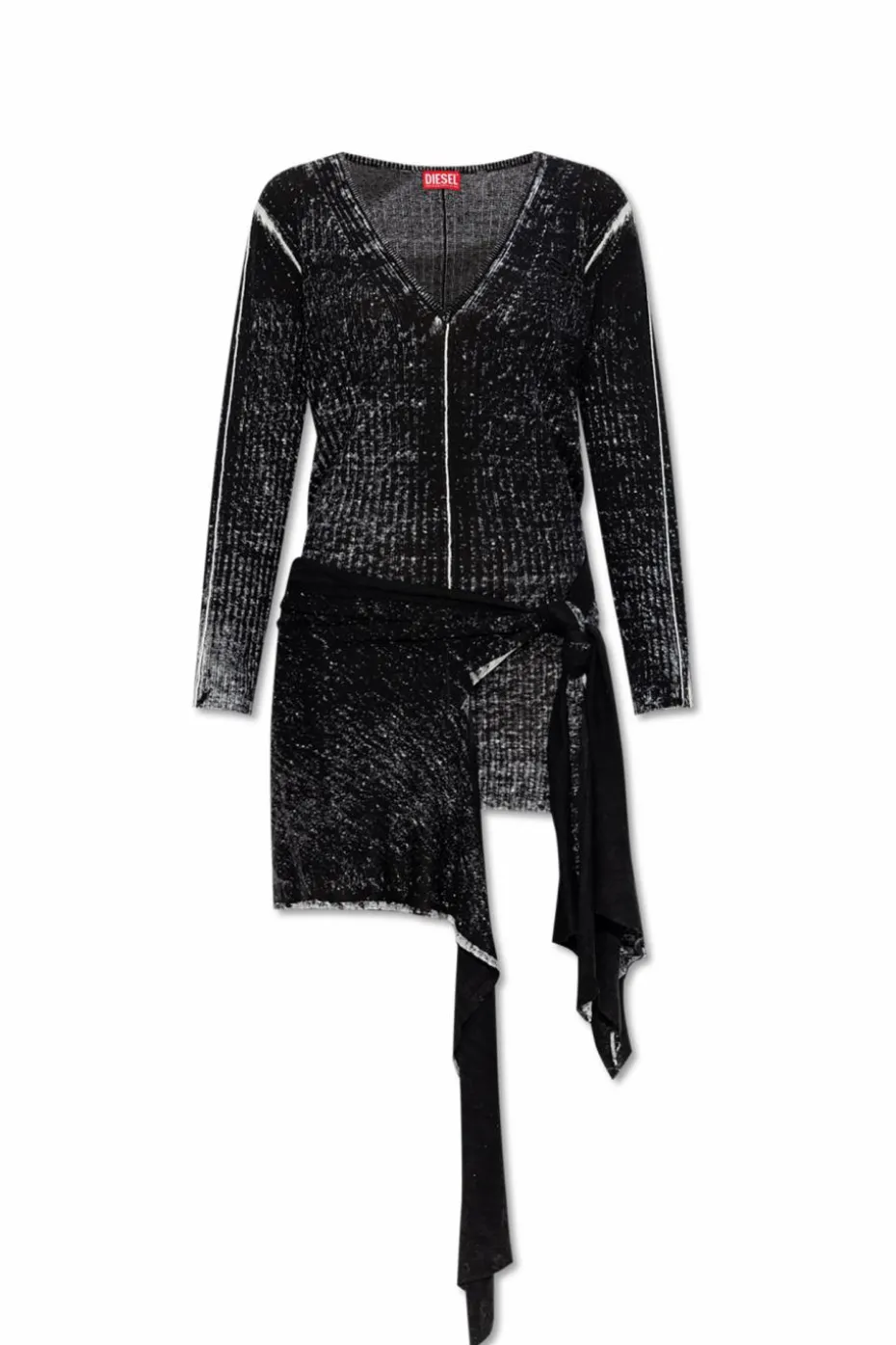 Diesel CZARNY Lniana sukienka `M-EGANKNOT`