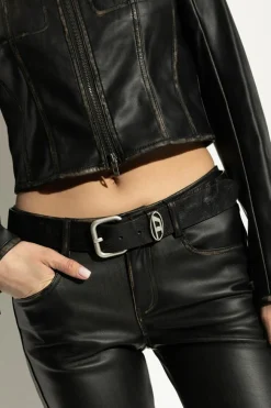 Diesel CZARNY Pasek `OVAL D LOGO B-1DR`