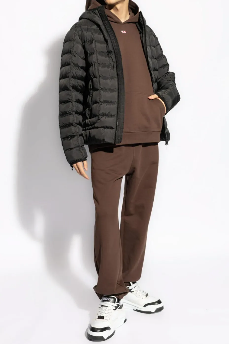 Diesel CZARNY Pikowana kurtka ‘W-STONE’
