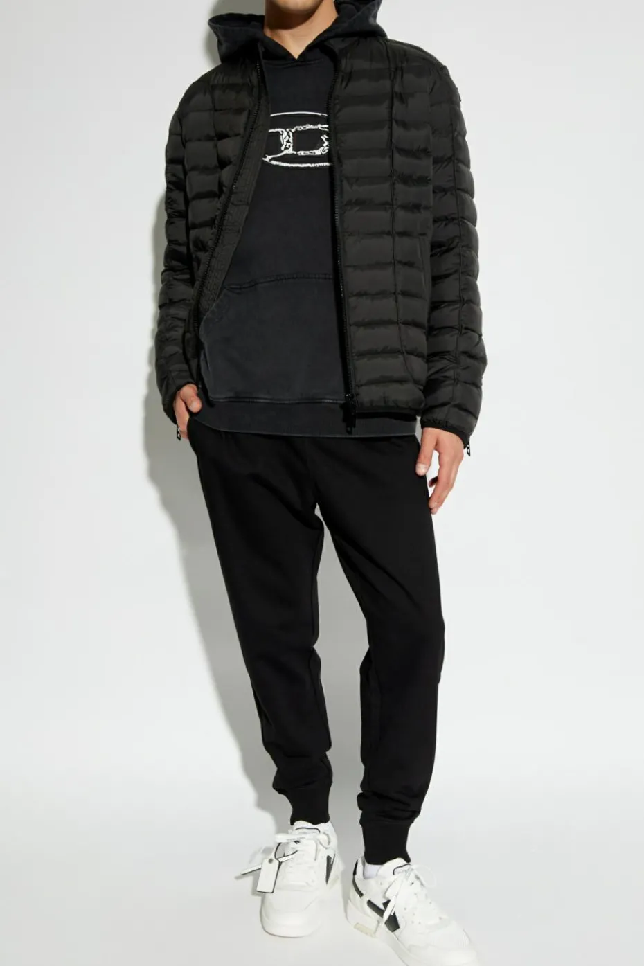 Diesel CZARNY Pikowana kurtka ‘W-PILOT’