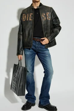 Diesel CZARNY Polo `T-REJUST-LS-DOVAL-PJ`