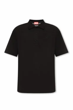 Diesel CZARNY Polo z logo ‘T-VORT-MEGOVAL-D’