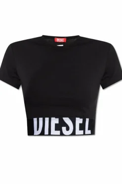 Diesel CZARNY Top `UFTEE-SPORT-CROPPED`