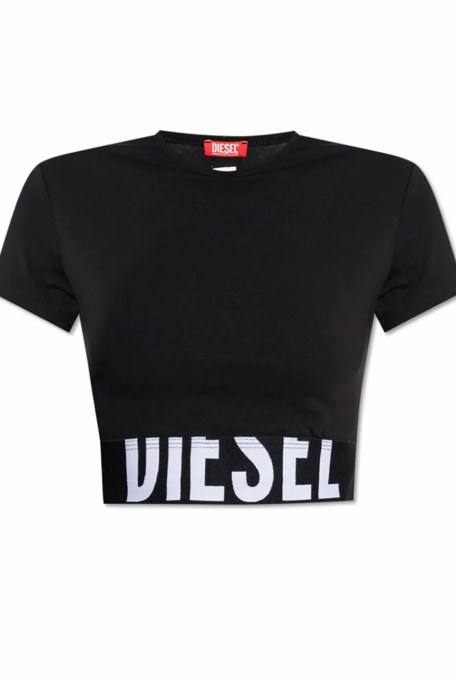 Diesel CZARNY Top `UFTEE-SPORT-CROPPED`