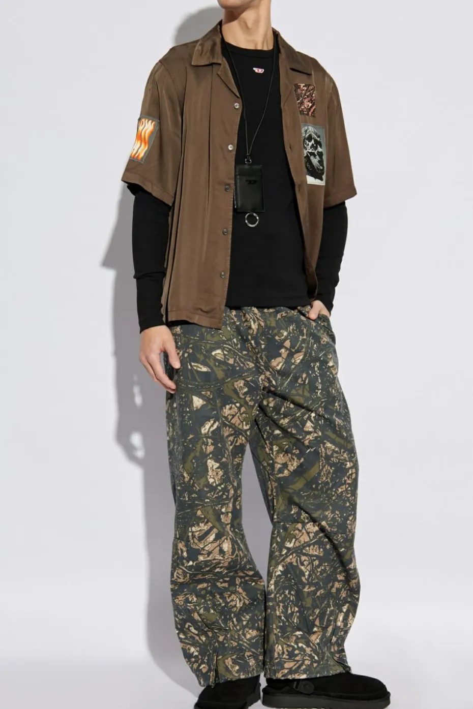 Diesel CZARNY T-shirt `D-RIBBER-LS-N`