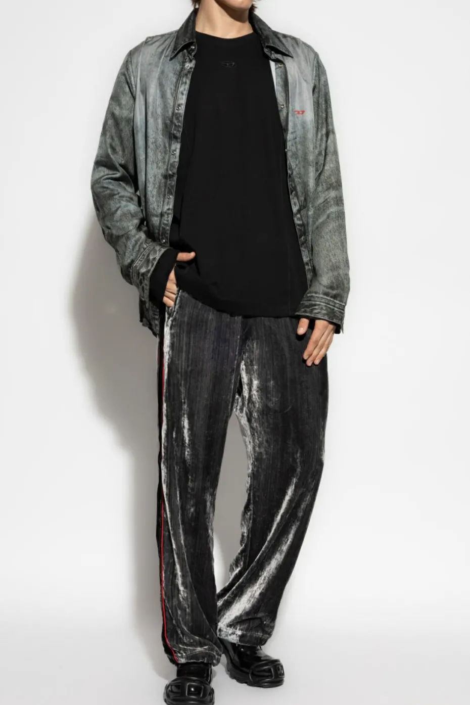 Diesel CZARNY T-shirt `T-BOXT-LS-INT` z długimi rękawami