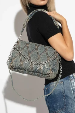 Diesel NIEBIESKI Jeansowa torba na ramię ‘CHARM-D’