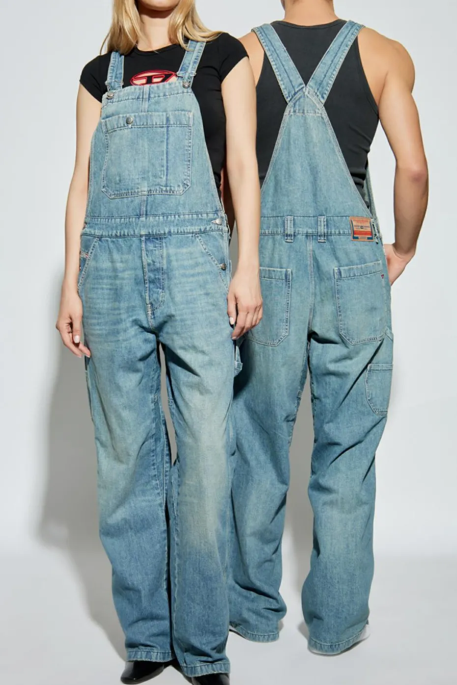 Diesel NIEBIESKI Jeansowy kombinezon `D-FRAMU-U`