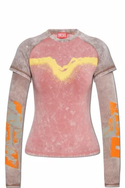 Diesel RÓŻOWY T-shirt `T-IRONICA`