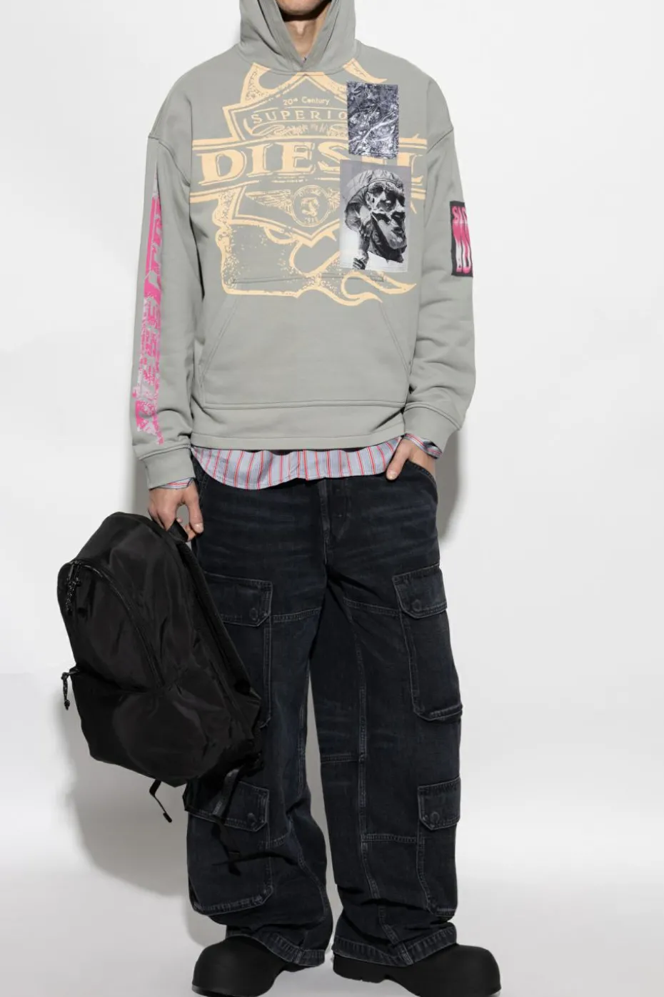 Diesel SZARY Bluza `S-BAXT-HOOD-R1`