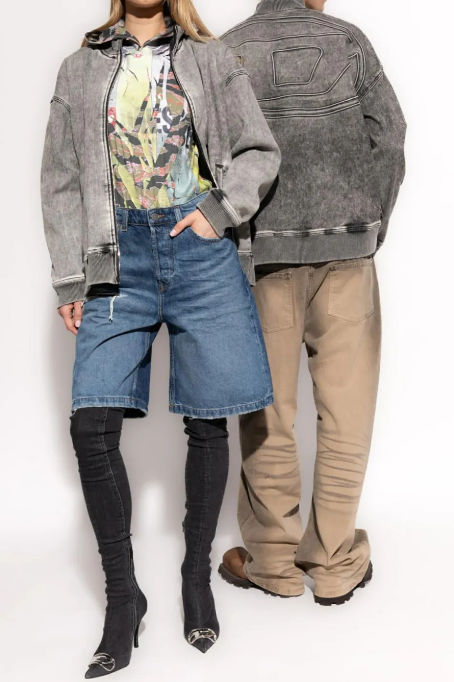 Diesel SZARY Kurtka jeansowa `D-CARLY-S`