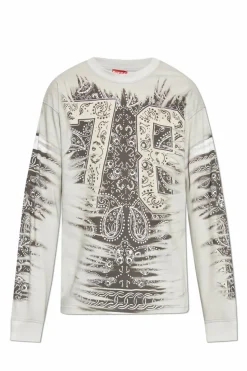 Diesel SZARY T-shirt `T-NORM-LS-R1`