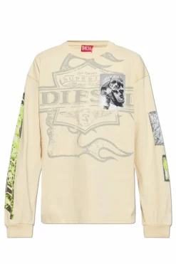 Diesel ŻÓŁTY T-shirt `T-BOXT-LS-SLITS-R5`